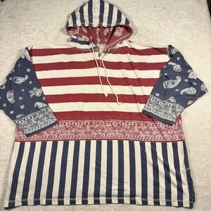 Venezia Vitale Womens Vtg 90s Americana‎ Hoodie Patchwork Stripes Paisley 26/28